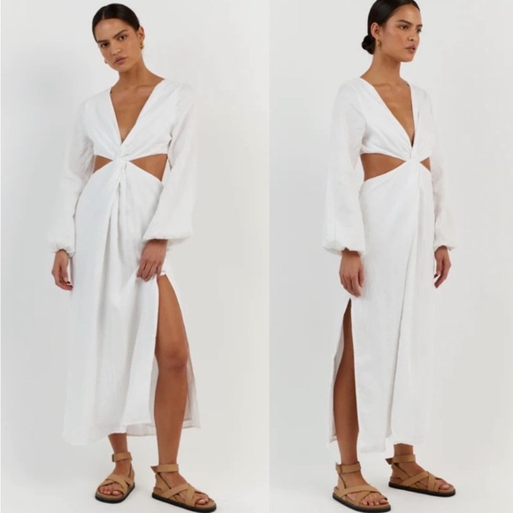 NEW Dissh TINA WHITE TWIST MIDI DRESS 6 - Picture 4 of 10